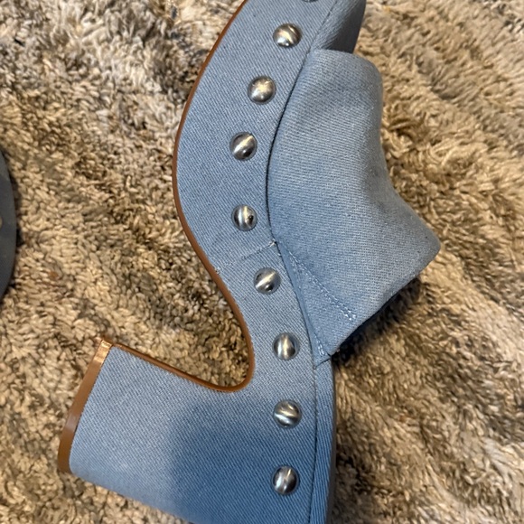 Chelsea & Violet Light Blue Studded Mules - Picture 6 of 6